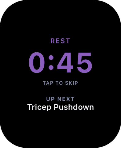 Apple Watch rest timer screen